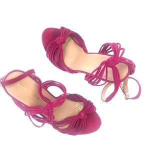 Kurt Geiger Suede Knot Ankle Wrap Open Toe Heels